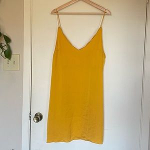 Topshop yellow satin slip dress